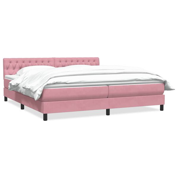 vidaXL Cama box spring con colch&oacute;n terciopelo rosa 180x210 cm