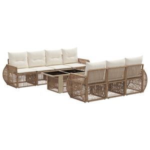 vidaXL Conjunto de sof&aacute;s de jard&iacute;n 8 uds. Beige y blanco crema