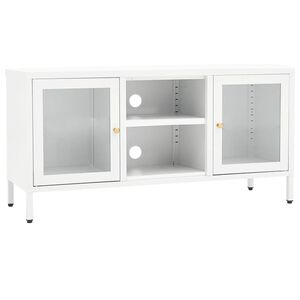 vidaXL Mueble para el televisor acero y vidrio blanco 105x35x52 cm