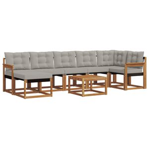 vidaXL Conjunto de sof&aacute;s de exterior 8 pcs Gris Natural y Claro
