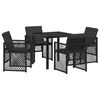 vidaXL Conjunto de Comedor de Jard&iacute;n 5 uds. Negro rat&aacute;n sint&eacute;tico