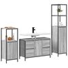 vidaXL Juego de muebles de ba&ntilde;o con caj&oacute;n 3 pcs Gris sonoma y Negro