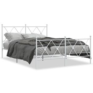 vidaXL Estructura cama sin colch&oacute;n con estribo metal blanco 137x190 cm