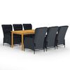 vidaXL Juego de comedor para jard&iacute;n de 7 piezas gris oscuro