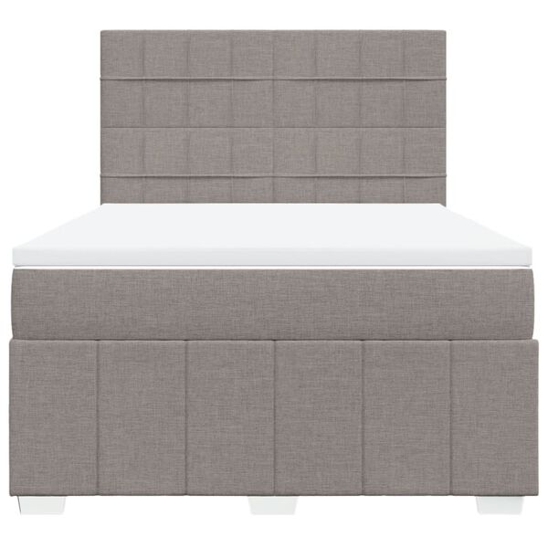vidaXL Cama box spring con colch&oacute;n tela gris taupe 140x190 cm