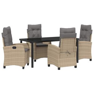 vidaXL Conjunto de Comedor de Jard&iacute;n 5 pcs Beige rat&aacute;n sint&eacute;tico
