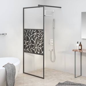 vidaXL Mampara de ducha vidrio vidrio ESG dise&ntilde;o piedra negro 80x195cm
