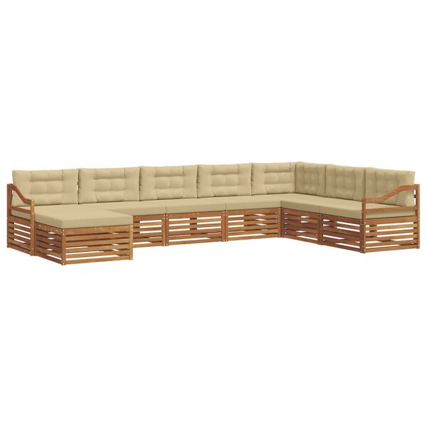 vidaXL Conjunto de sof&aacute;s de exterior con coj&iacute;n 8 pcs Natural y Beige