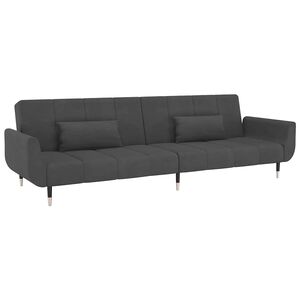 vidaXL Sof&aacute; cama de 2 plazas con dos almohadas terciopelo gris oscuro
