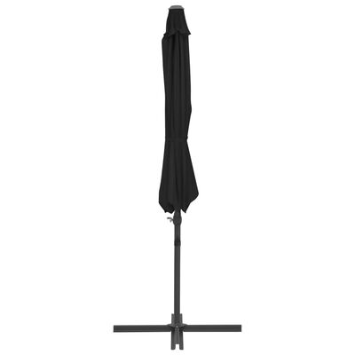 vidaXL Sombrilla voladiza con poste de acero negro 300 cm