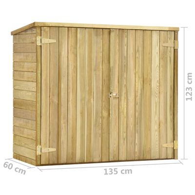 vidaXL Caseta herramientas jardín madera pino impregnada 135x60x123 cm