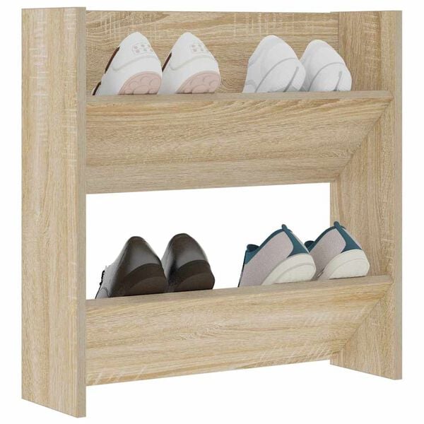 vidaXL Zapatero de pared madera contrachapada roble Sonoma 60x18x60 cm
