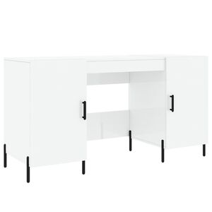 vidaXL Escritorio madera contrachapada blanco brillante 140x50x75 cm