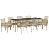 vidaXL Conjunto de Comedor de Jard&iacute;n 9 uds. Beige rat&aacute;n sint&eacute;tico