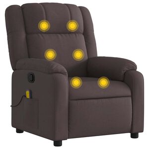 vidaXL Sill&oacute;n de masaje reclinable de tela marr&oacute;n oscuro