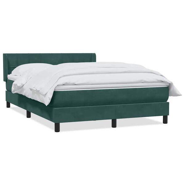 vidaXL Cama box spring con colch&oacute;n terciopelo verde oscuro 160x220 cm