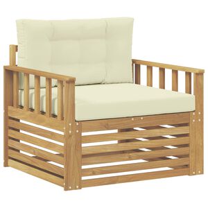 vidaXL Sof&aacute; de exterior Poli&eacute;ster Blanco y crema