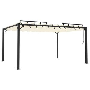 vidaXL Cenador con techo de lamas tela crema y aluminio 3x4 m