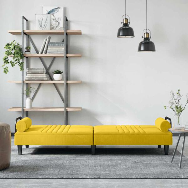 vidaXL Sof&aacute; cama con reposabrazos terciopelo amarillo
