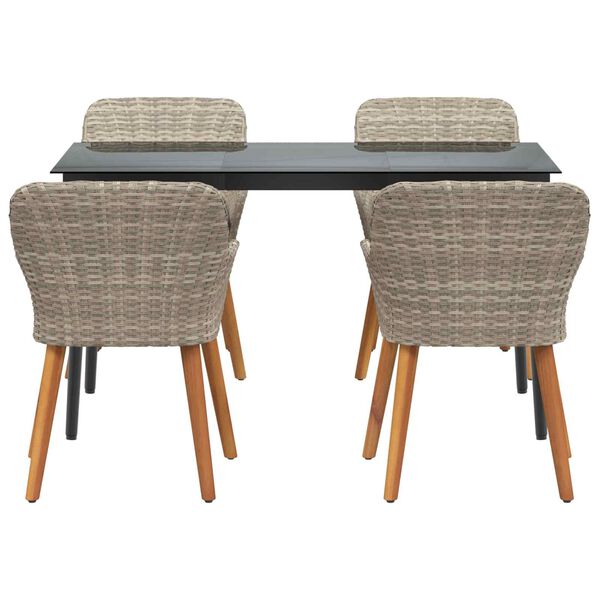 vidaXL Conjunto de comedor Gris claro Poliratán