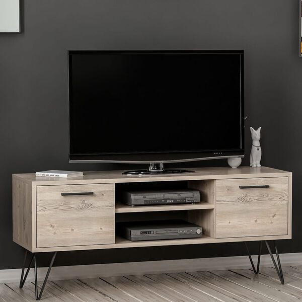 Homemania Mueble para TV Almira madera y negro 120x35x50 cm