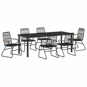 vidaXL Conjunto de Comedor de Jard&iacute;n 7 pcs Negro