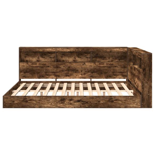 vidaXL Cama con Estanter&iacute;a con cabecera Roble ahumado 160 x 200 cm