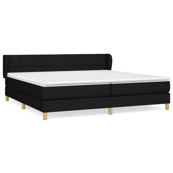 vidaXL Cama box spring con colch&oacute;n tela negro 200x200 cm
