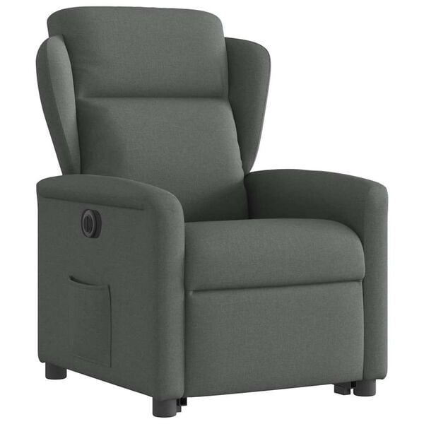 vidaXL Sill&oacute;n el&eacute;ctrico reclinable elevable de tela gris oscuro