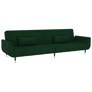 vidaXL Sof&aacute; cama de 2 plazas con dos cojines terciopelo verde oscuro