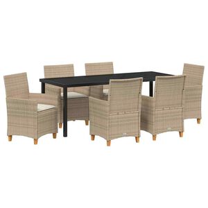 vidaXL Conjunto de Comedor de Jard&iacute;n 7 pcs Beige rat&aacute;n sint&eacute;tico