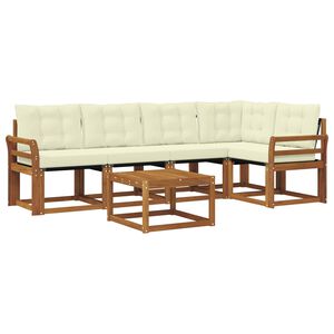 vidaXL Conjunto de sof&aacute;s de exterior 6 uds. Natural y Crema