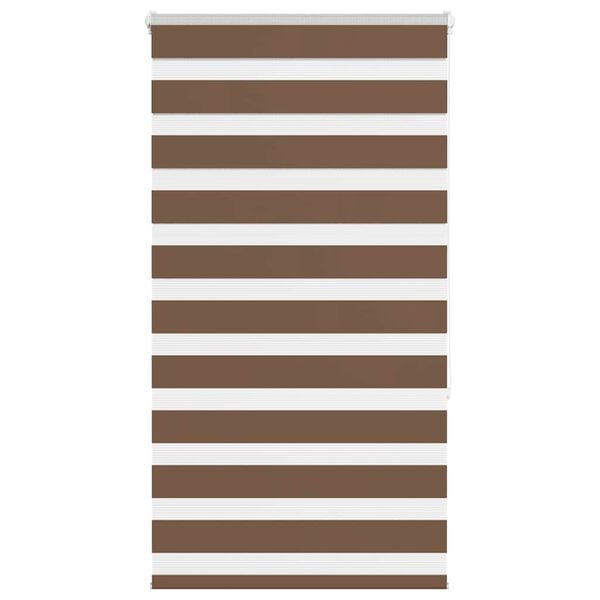 vidaXL Estor cebra marr&oacute;n 85x150 cm tejido ancho 80,9 cm poli&eacute;ster