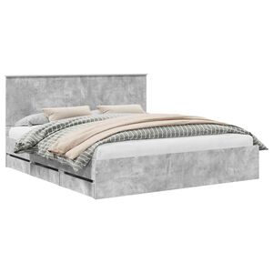 vidaXL Estructura de cama Gris Concreto 180 x 200 cm Madera Ingenieril