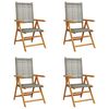 vidaXL Sillas plegables reclinables, 4 unidades, polirat&aacute;n gris y madera maciza.