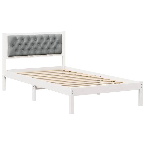 vidaXL Estructura de cama con cabecera Gris Claro 100 x 200 cm