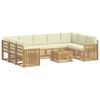 vidaXL Conjunto de sof&aacute;s de exterior 10 uds. Blanco y Crema Poli&eacute;ster