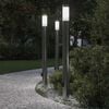 vidaXL Balizas de luz con toma de corriente, 3 unidades, 110 cm, acero inoxidable, IP44