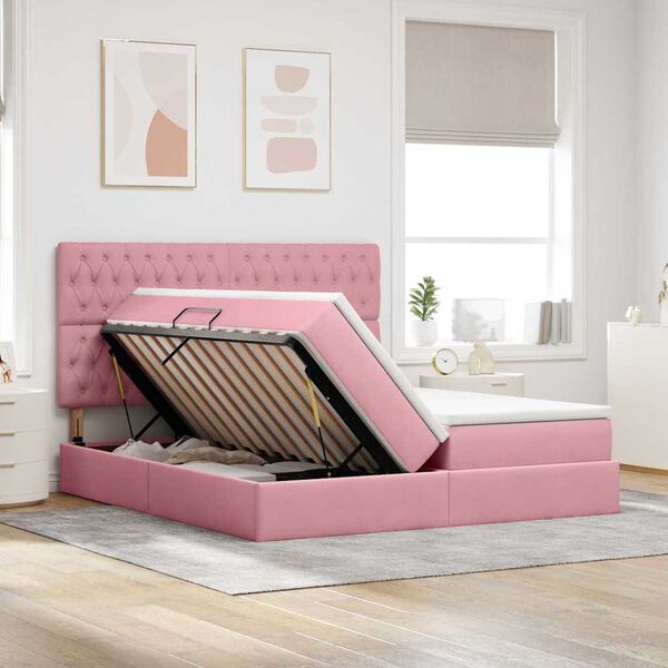 vidaXL Cama con almacenamiento Rosa 180 x 200 cm Terciopelo