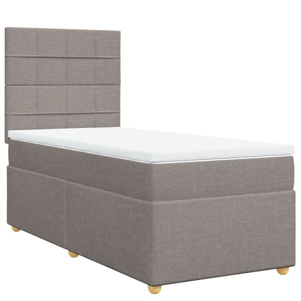 vidaXL Cama box spring con colch&oacute;n tela gris taupe 90x200 cm