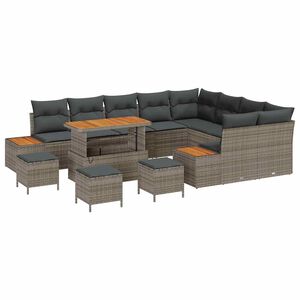 vidaXL Conjunto de sof&aacute;s de jard&iacute;n 13 uds. 12-N&uacute;mero de plazas Gris
