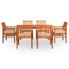 vidaXL Set comedor de jard&iacute;n 7 pzas y cojines madera maciza de acacia