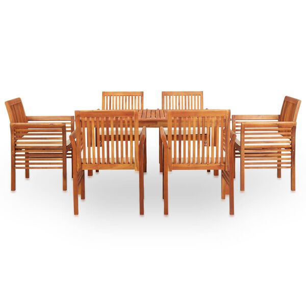 vidaXL Set comedor de jard&iacute;n 7 pzas y cojines madera maciza de acacia