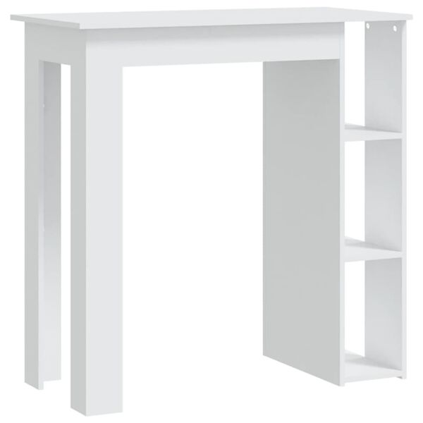 vidaXL Mesa bar con estante madera contrachapada blanco 102x50x103,5cm