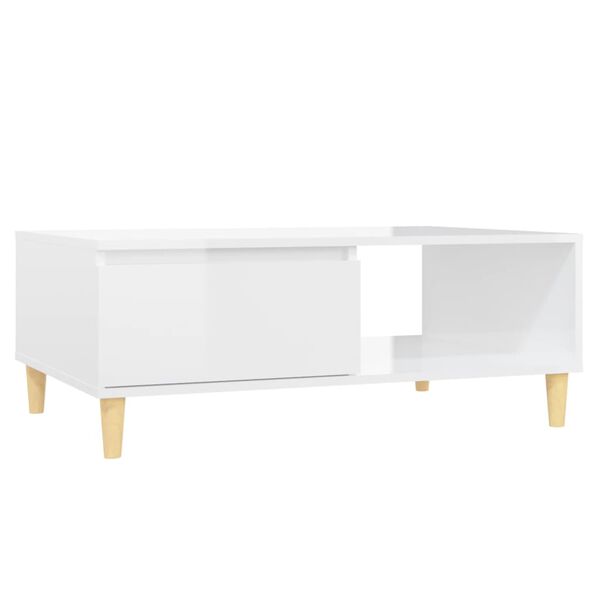 vidaXL Mesa de centro madera contrachapada blanco brillo 90x60x35 cm