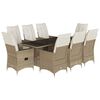 vidaXL Set comedor de jard&iacute;n 9 pzas con cojines rat&aacute;n sint&eacute;tico beige