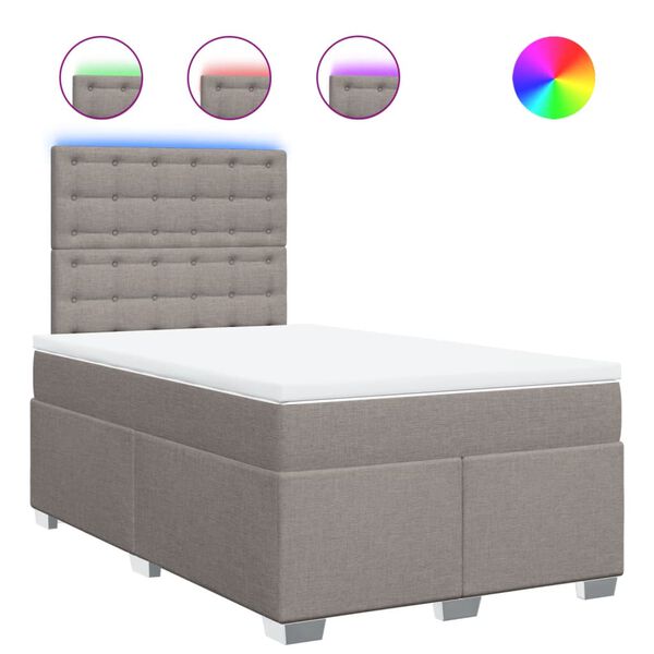 vidaXL Cama box spring con colch&oacute;n tela gris taupe 120x200 cm