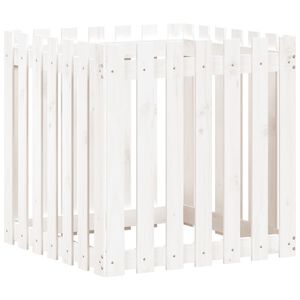 vidaXL Jardinera dise&ntilde;o de valla madera maciza pino blanca 70x70x70 cm