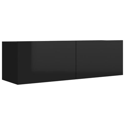 vidaXL Muebles de TV 3 piezas de aglomerado negro brillante