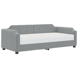 vidaXL Sof&aacute; cama con colch&oacute;n tela gris claro 90x190 cm